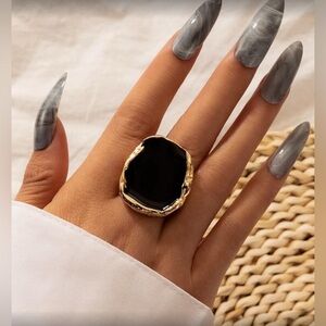 ✨NEW Elegant Black Opal and Gold  Statement Ring